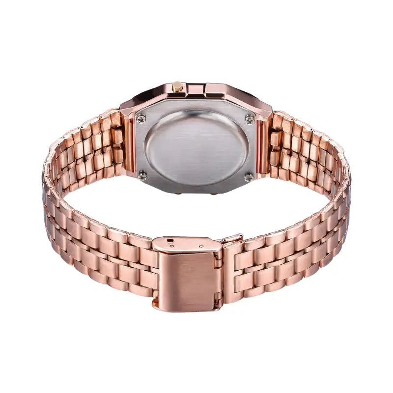 Relógio digital rosa em estilo vintage para mulher