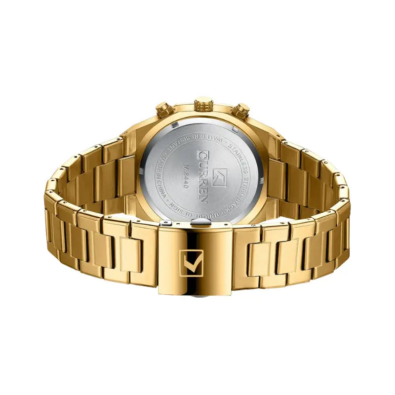 Relógio hexagonal dourado para homem