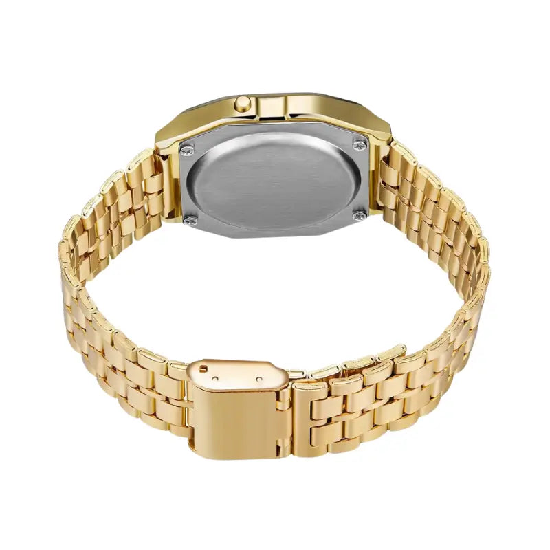 Relógio digital dourado em estilo vintage para homem e mulher