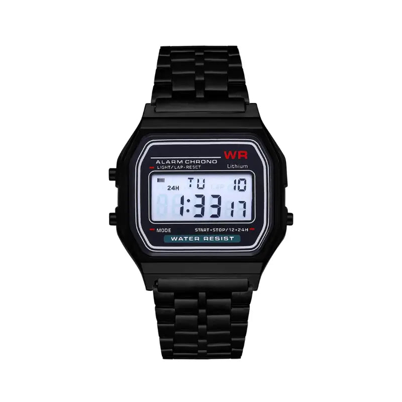 Relógio digital preto em estilo vintage para homem