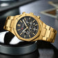 Relógio hexagonal dourado para homem