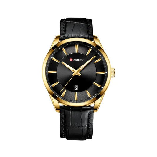 Relógio moderno preto e dourado para masculino