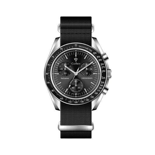 Relógio de pulso preto de luxo para homem